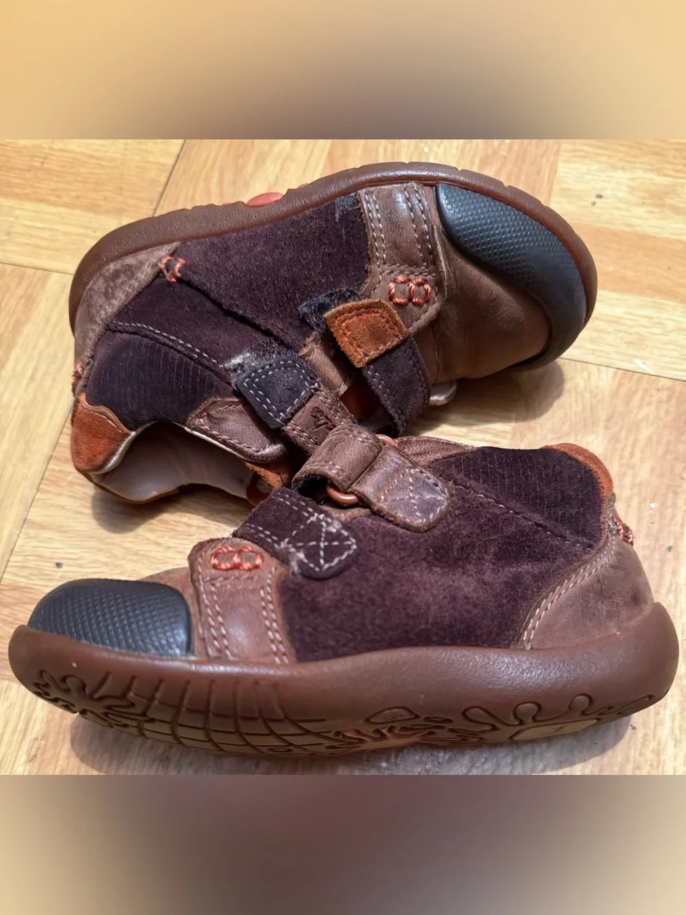 Clarks First Shoes Toddler Boys Brown Leather Suede Mid Top Boots Size 7 MW